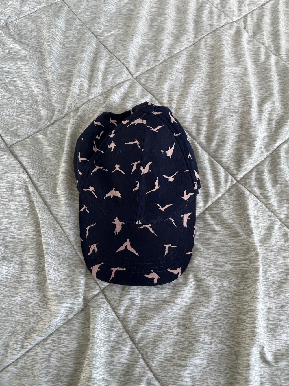Aldo Navy Cap with Pale Pink Bird Motif